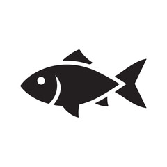 Sleek Black Fish Icon with Modern Design and Minimalist Style on a White Background