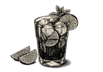 Cocktail Illustration With Lime And Mint Isolated Transparent Background
