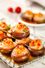 Steamed Shiitake Mushrooms with Vermicelli Noodles Traditional Asian Appetizer Dish