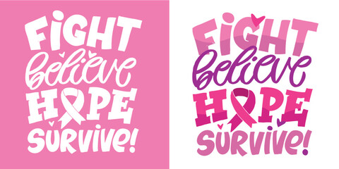 Hand drawn doodle lettering quote about Pink october, breast cancer awareness. Lettering for t-shirt design, mug print, bag print, clothes fashion. 100% hand drawn vector image.