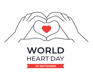 World heart day hands heart symbol and date 29 september