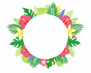 Tropical floral wreath with copy space