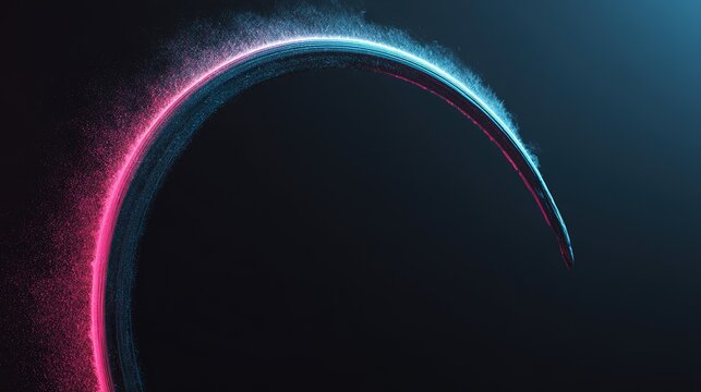 Minimalist futuristic tech abstract composition, sleek shapes floating on deep dark background with cyan magenta glow