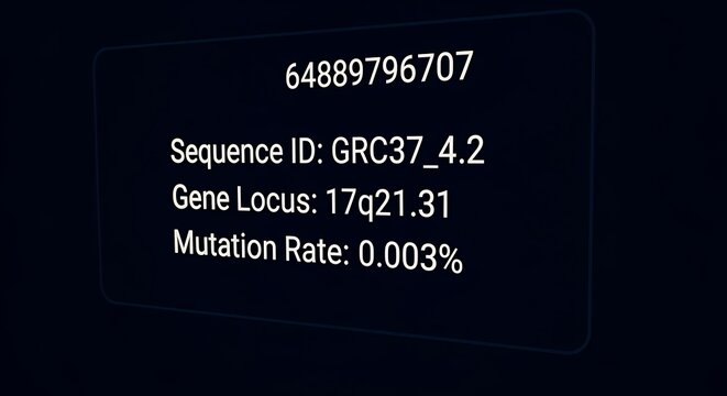 Genetic Sequence ID and Mutation Rate Displayed on Screen.