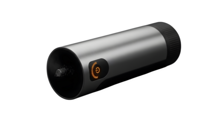 Modern silver flashlight isolated on transparent background, a portable light source for outdoor adventures and emergency situations, providing illumination