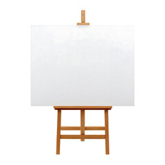 Front View of Wooden Easel with Blank Canvas