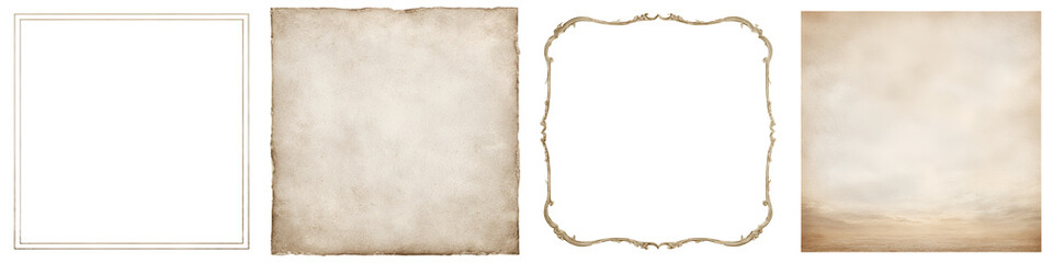 Obraz premium Vintage Paper Textures and Frames on White Background