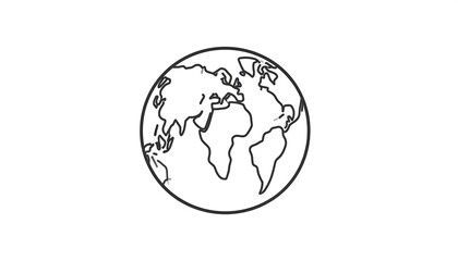 A simple, outlined illustration of the Earth, showcasing a basic world map.