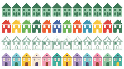 Fototapeta premium Vector art of collection of colorful houses in rows