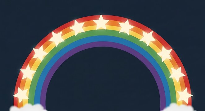 Starry Rainbow Arch in Night Sky Illustration. - Powered by Adobe