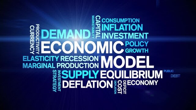 Economic Model animated word cloud-text design animation tag kinetic typography seamless loop.