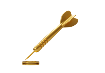 Gold Dart Illustration On Transparent Background Showing Target And Success