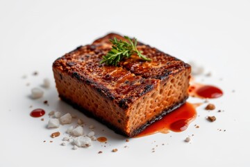 Grilled Cake Dessert with Garnish