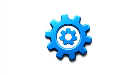 Fototapeta premium Blue 3D Gear Icon for Technology, Mechanism and Engineering Themes