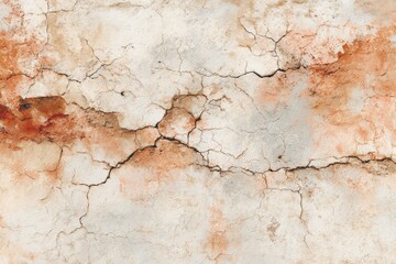 Obraz premium A weathered, cracked surface displays a range of muted earth tones, showcasing the textured variations of aging plaster.