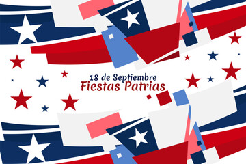 Translate: September 18, National holiday. Happy Independence day of Chile vector illustration. Suitable for greeting card, poster and banner.
