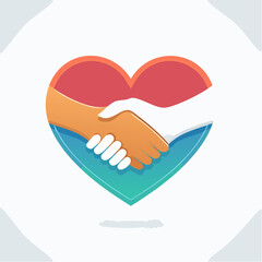 Obraz premium Illustrative depiction of heart-shaped unity and agreement through a handshake graphic