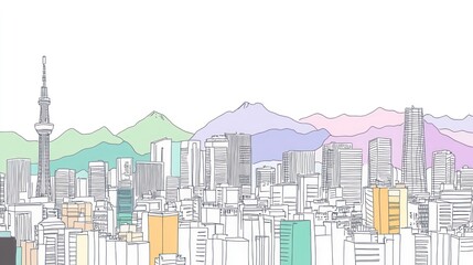 Obraz premium Cityscape illustration colorful outline