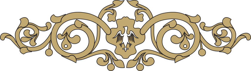 Vector black and gold gothic ornament. Medieval European drawing. Classic pattern of the Germans, Angles, Saxons, Franks.
