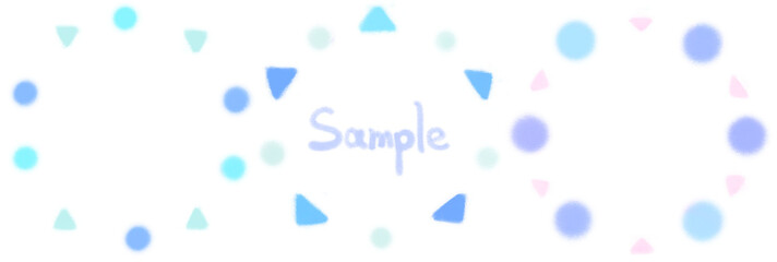 青系のクレヨンで描かれたタイトルを飾る円形のかわいい朱書きフレーム