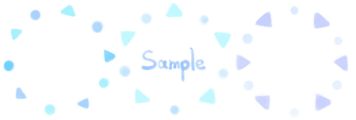 青色のパステルで描かれた円形のかわいい朱書きの装飾フレーム