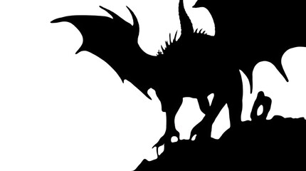 Deer and wolf black silhouette vector illustration