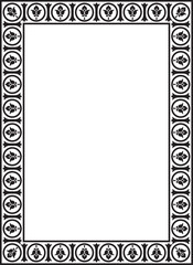Vector black monochrome square stencil classic byzantine ornament. Rectangle, border, Ancient Greece, Eastern Roman Empire frame. Decoration of the Russian Orthodox Church

