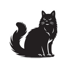 Black Black Cat Silhouette Vector Illustration design, Solid White Background