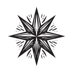 Black Bethlehem Star Silhouette Vector Illustration design, Solid White Background