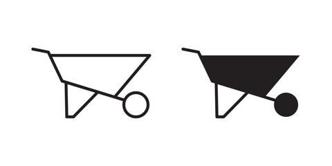 Wheelbarrow icon. can be used for web, mobile, UI and various needs of your project. Vector illustration with stroke and fill on a white background.