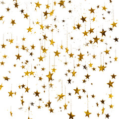 Abstract Illustration Of Golden Stars Falling On Transparent Background
