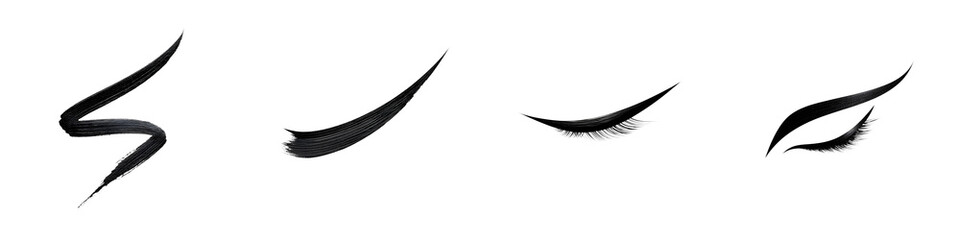 Obraz premium Eyeliner Applications: Various Styles and Techniques on White
