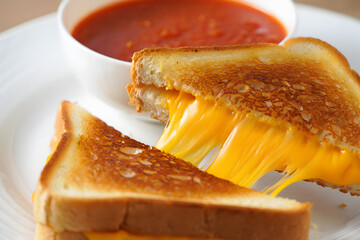Delicious grilled cheese sandwich with tomato soup perfect comfort food meal