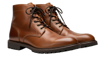 Polished brown leather boots showcase sleek lines on dark, even lighting, excellent for catalog photography, product marketing.