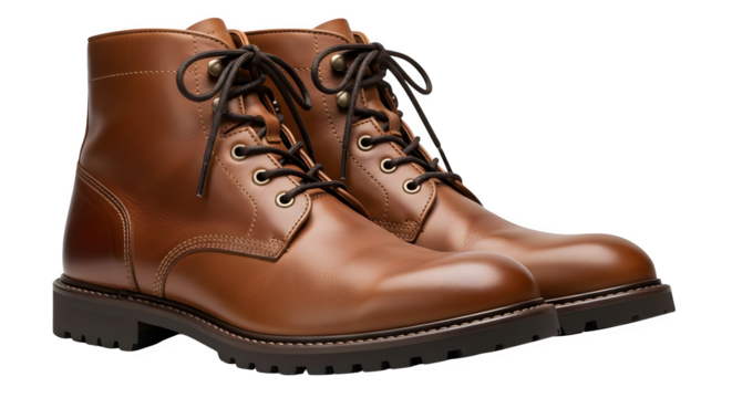 Polished brown leather boots showcase sleek lines on dark, even lighting, excellent for catalog photography, product marketing.