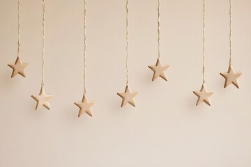 Christmas stars holiday ornaments with metallic decoration and festive hanging in elegant design with minimalist decor golden stars and silver stars