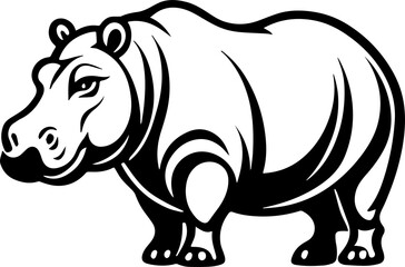 Fototapeta premium Minimalist Hippopotamus Icon for Wildlife and Nature Branding