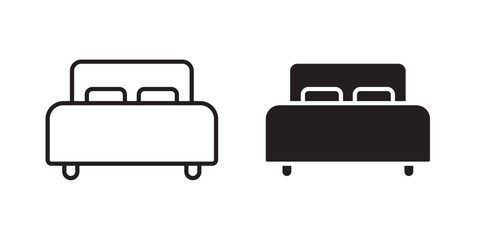 Bed icon. Vector illustration with stroke and fill on a white background.