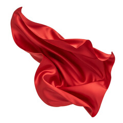 Abstract Illustration Of Red Silk Fabric Flowing Against A Transparent Background