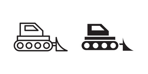 Bulldozer icon. Vector illustration with stroke and fill on a white background.