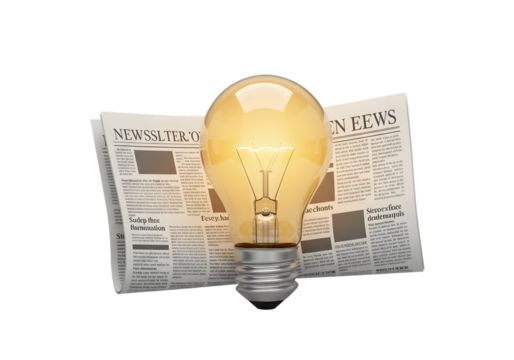 Illustration Of Lightbulb And Newspaper Against Black Background