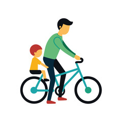 Obraz premium Father and child riding a bicycle together daughter