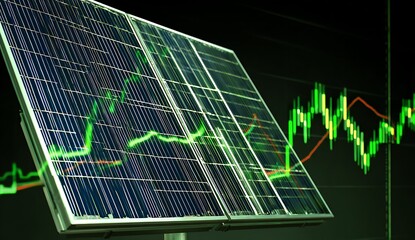 Increase in electricity prices on the world market. Green energy in full development.Investment finance chart,stock market business and exchange financial growth graph