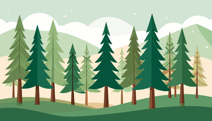 Obraz premium A peaceful winter landscape with fir trees and fresh snow, perfect for a holiday card or New Year's scene