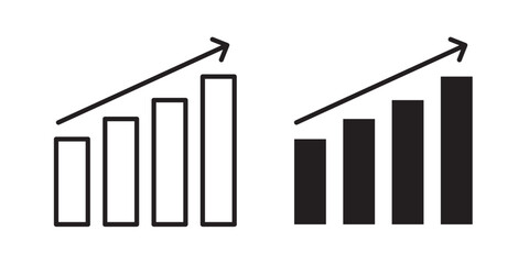 Chart up icon. success graph trending upwards flat design interface infographic element for app UI UX web button. Vector illustration with stroke and fill on a white background.