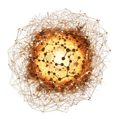 Abstract illustration of spiraling energy with orange and gold light on transparent background