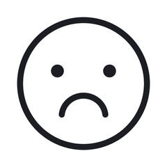 不満の顔のシンプルなアイコン（線画・透過版）
