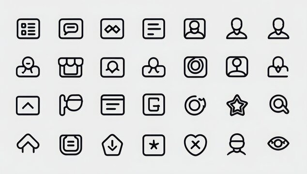 Hand drawn social media and user interface icons collection