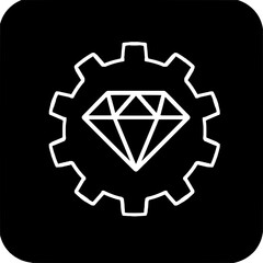 Black and white Diamond gear vector icon