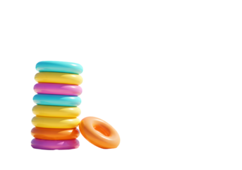 Colorful Stack Of Rings On Transparent Isolated 3D Illustration Background